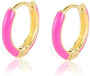 Colorful Enamel Hoop Earrrings 10mm Small 18k Gold Plated Silver Cartilage Helix Piercing Hinged Huggie Hoop Earrings