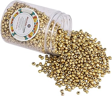 Mandala Crafts Gold Peyote Seed Bead Bracelet Kit - Round 2mm/11/0 Mini Glass and Plastic Beads for Jewelry Making - Ideal Gift for Craft Lovers