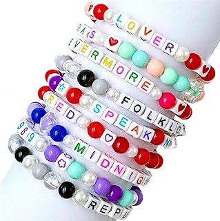 Colorful Beaded Friendship Bracelets with Lasting Plastic Bead Chain Design for Women and Girls - Set of 9