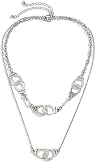 Zinc Handcuff Choker Necklace for Unisex with Rolo Chain | Hip Hop Freedom Themed Jewelry - Ideal for Birthdays, Weddings & Special Occasions