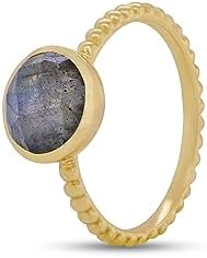 18k Gold Vermeil Aquamarine Engagement Ring with Brilliant Round Cut Design for Women - Hypoallergenic 925 Sterling Silver, Sizes 6,7,8