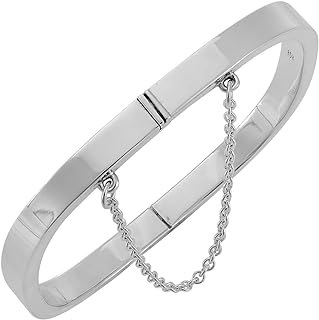Square Hinged 925 Sterling Silver Bangle with Box Chain for Women - Elegant No Gemstone Silver Bracelet - Stunning Birthday Gift for Wife, Mum or Aunt