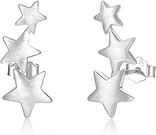YZSFMZGE Sterling Silver Climber Earrings - Trendy Star Stud Design for Women and Girls - Made with Hypoallergenic 925 Silver - Push Back Finding - Perfect for Daily Wear or Special Occasion Gifts