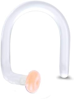 Bioflex Labret Style 2mm Flat Disc Nose Stud Retainer in Flesh/Skin Color or Clear, Ideal for Healing & Professional Wear, Nostril Screw Design - 6.5mm Length