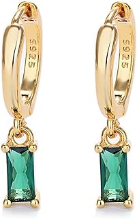 Créoles Femme Boucles d'Oreilles Émeraude en Or 14K, Hypoallergéniques et Sans Nickel, Pierre Verte Taille 17mm, Idéales pour Occasions Spéciales, Cadeau Parfait pour Fêtes et Événements