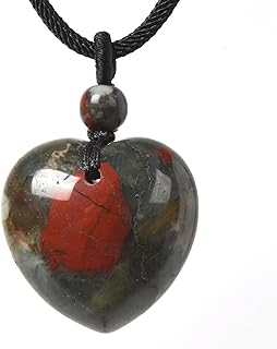 Justinstones 25mm Gemstone carved heart pendant necklace 22"