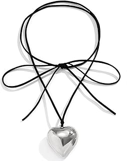 Y2K Necklaces,Adjustable Chunky Puffy Large Heart Pendant Choker Necklace for Women Teen Girls,Mother Daughter Necklace Jewelry Gifts