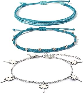 Stylish Lorsoilyn Stainless Steel Palm Tree Anklet for Women with Lobster Claw Clasp and Rope Chain Design