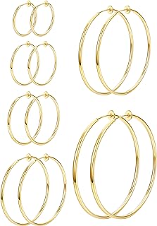 HAIAISO 6 Pairs Clip On Hoop Earrings for Women Fake Hoop Earrings Spring Hoop Earrings Set for Non-Pierced Ears Jewelry 6 Sizes
