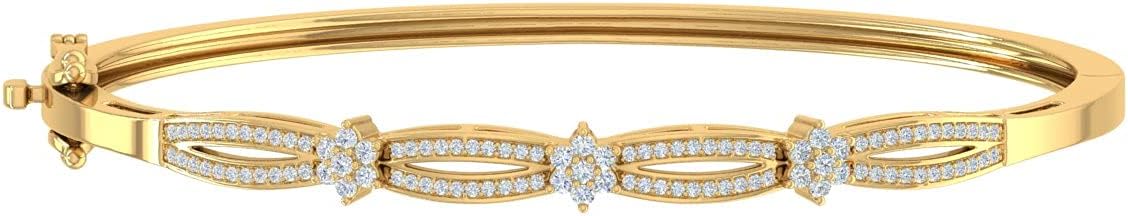 FINEROCK 1/2 Carat Twisted Diamond Bangle Bracelet in 10K Gold