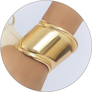 Gold Bangle Bracelet for Women Wide Grooved Cuff Bracelets Gold Chunky Cuff Wrap Bracelet Gold Bangle Bracelet Jewelry Gifts for Girls Christmas Gifts