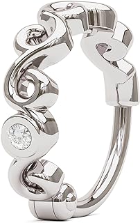 Umanative Design 14K White Gold Diamond Swirly Nose Clicker Ring, Genuine Diamond Cartilage Jewelry, Unique 8mm Nose Hoop