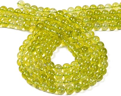 Peridot Gemstone Loose Beads - 120pc 8mm Round Spacer Stones by MIRGREE for Jewelry Making, Bracelets, Necklaces - Natural Smooth Finish Beads with Stretch Cord