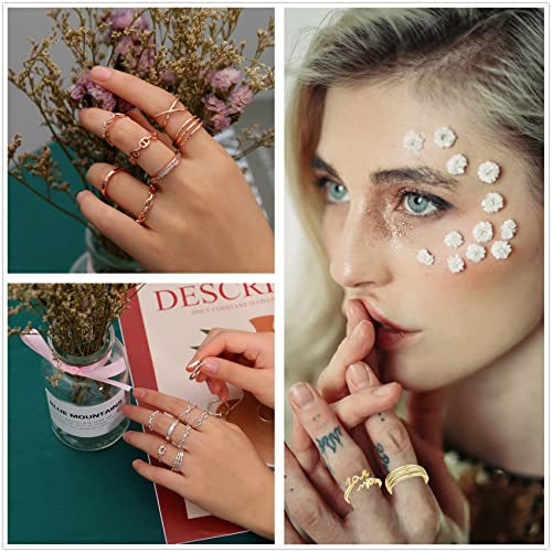 12PCS Silver Knuckle Rings Adjustable Open Rings for Women, 14K Gold Stackable Ring Set, Knot Wave Butterfly Flower Chain Dainty Thumb Rings Size Silver Cute Rings Jewelry for Teen Girls