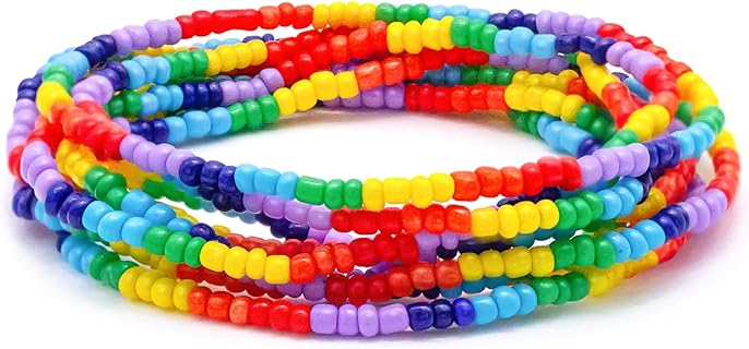 Rainbow Pride Anklet LGBT Beaded Bracelet Anklet Heart Pendant Multi-Layer Rice Beads Friendship String Bracelet for Gay & Lesbian Pride Month Accessories Boho Summer Beach Foot Jewelry
