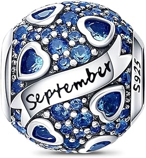 HappyStar 925 Sterling Silver Birthstone Charms fits Charms Bracelets for Woman，with 5A Cubic Zirconia Dangle Pendant Bead,Happy Birthday Charms for Bracelet and Necklace