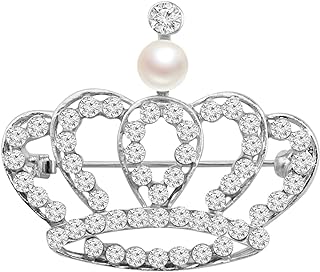LQRI Crystal Rhinestone Princess Queen Crown Brooch Pin Tiara Crown Brooches Crown Tiara for Wedding Party/Banquet/Birthday
