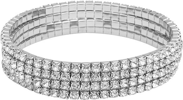 Capwell + Co Zinc Crystal Rhinestone Bangle Set with Lobster Claw Clasp, Box Chain Design - Perfect Fashion Accessory for Women and Young Girls