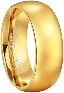 4mm 6mm 8mm Gold/Black/Silver/Rose Gold/Blue Tungsten Wedding Couple Bands Rings Men Women Plain Dome Polished Engraved I Love You Size 4 To 17