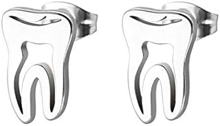 Tooth Shape Stud Earrings Stainless Steel Human Tooth Earrings Gift for Dentist Dental Assistants Tooth Care Jewelry Nurses' Day Gift