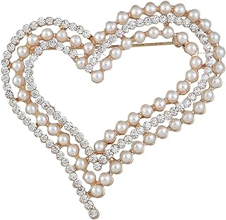 Pearl Rhinestone Heart Shaped Brooch Pin Stylish Brooch for Dress Hat Shawl Scarf Decorations Ornaments