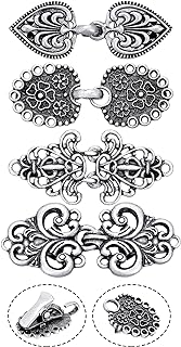 4 Pieces Vintage Sweater Swirl Clip Cape Cloak Clips Retro Cardigan Clip Shawl Collar Clasp Dress Shirt Brooch Clip for Girl Women (Silver, Classic)