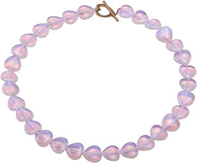 Heart-Shaped Moonstone Bead Necklace with Cable Chain for Women's Elegant Style