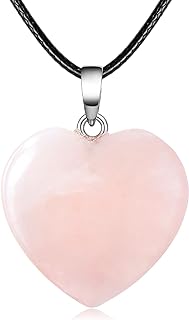 Stainless Steel Pink Crystal Heart Necklace - Perfect Valentine's Day Gift for Girlfriend or Mother - Calming Rose Quartz Heart Pendant for Emotional Healing