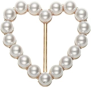 Elegant Pearl Heart Brooch with Buckle Clasp for Women and Girls- Chic Alloy Steel Heart-Shaped Shawl/T-Shirt Clip Accessory
