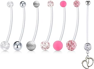 Mayhoop 14G Pregnancy Belly Button Rings Flexible Bioplast Sport Maternity Belly Navel Retainer Body Piercing 38mm 1 1/2"