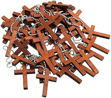 Hicarer Cross Charm Mini Wood Cross Charm Wooden Cross Pendant Hanging Ornament for Men, Women DIY Necklace Bracelet Earring Jewelry Craft Making