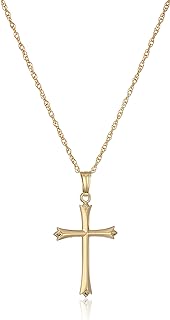 Amazon Essentials Ladies' 14k Gold Filled Polished Embossed Cross Pendant Necklace, 18" (previously Amazon Collection)