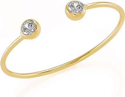 14K Gold Plated Bangle Bracelet, Zirconia Simulate Diamond Bangle, Cuff Bracelets for Women with Gift Box, Buckled Nail Cuff Bold Bangle Bracelet
