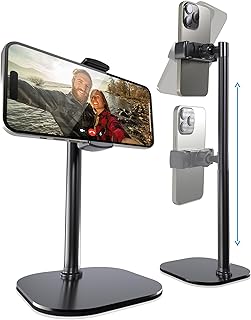 Cooper ChatStand: Support de Téléphone Portable Noir Réglable avec Inclinaison 50° et Rotation 360°, Compatible iPhone et Smartphones 6.5-9.5 cm, Idéal pour Bureau et Table de Chevet