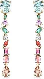 Long Crystal Dangle Earrings for Women Wedding Bridal Colorful Rhinestone Cubic Zirconia Drop Earrings for women Girls Mom Wife