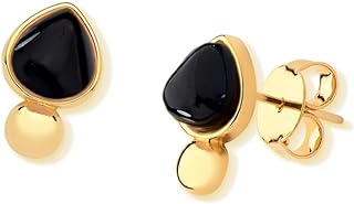BStones – Agate Stone Stud Earrings for Women, Natural Brazilian Skilled Crafted Gemstone, Hypoallergenic 18K Gold Plated, 3/4 inch (1,5 cm), Original, Fashion & Elegant, Great for Work, Office & Parties, Organic Birthstone, Small Unique Crystal, Perfect for Birthdays!