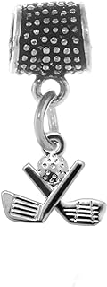 Inspired Silver - Custom Golf Charm Bracelet with Cubic Zirconia and Silver Plated Bronze