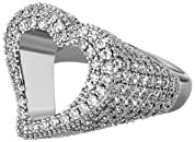 14K Gold-Plated Brass Heart Band Ring with Iced Out Cubic Zirconia for Men and Women in Hollow Design