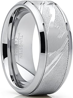 Durable Men's Tungsten Carbide Wedding Band with Simulated Damascus Pattern, Perfect Gift for Him in 9mm Wide Comfort-Fit Design
