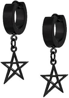 Sacina Gothic Black Star Earrings, Huggie Hoop Earrings, Black Earrings, Emo Earrings, Grunge Earrings, Punk Earrings, Goth Earrings, Halloween Christmas New Year Jewelry Gift For Women