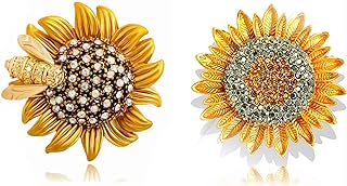 2 Pack Sunflower brooch pins for women Costume Jewelry Fashion Crystal Broches Vintage Jewelry Broche Pins