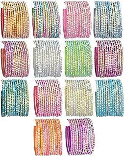 JD'Z COLLECTION Indian Costume Bangles Shine Bracelet Glass Bangle Wedding Ethnic 12 Bangles Set For Women Traditional Bangles