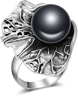 Nickel-Free Alloy Lotus Engagement Ring for Women, Hypoallergenic Silver Leaf Design, Perfect for Special Occasions, Size 7