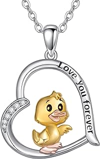 Sterling Silver Duck Pendant Necklace with Adjustable Cable Chain - Cute Animal Design Jewelry, Ideal Gifts for Women and Girls