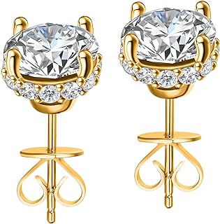 ABSOLUTE 2 Carat Moissanite Stud Earrings for Women, 2Ct Moissanite Jewelry Gifts with Certificate S925 Sterling Silver Earrings Mother's Day Gift for Mom Mother Daughter