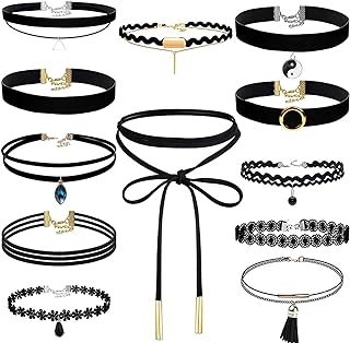 shynek Choker Necklace for Women, 12 Pcs Black Choker Necklace Set Black Lace Tattoo Velvet Chokers for Women and Teen Girls