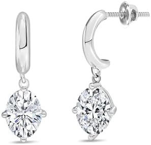 1.50 Carat Oval Lab Grown White Diamond or Cubic Zirconia Solitaire Classic Drop Earrings for Women in 925 Sterling Silver