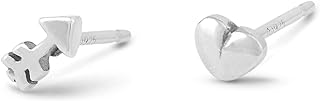 Boma Jewelry Sterling Silver Heart & Arrow Stud Earrings