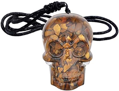 Handmade Crystal Skull Pendant Necklace for Men and Women, Chip Stone Pendant Jewelry with Adjustable Rope