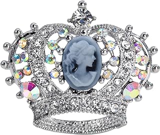 Vintage Royal Crown Rhinestone-Encrusted Pin Brooch Made from Hard-Wearing Alloy for Both Men and Women - A Regal Accessory for Any Outfit